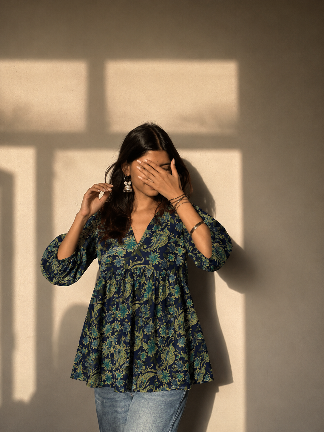 Indigo Paisley Peplum