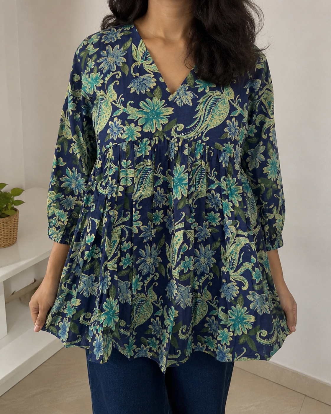 Indigo Paisley Peplum