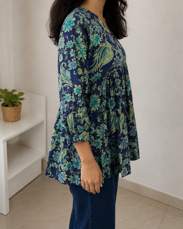 Indigo Paisley Peplum