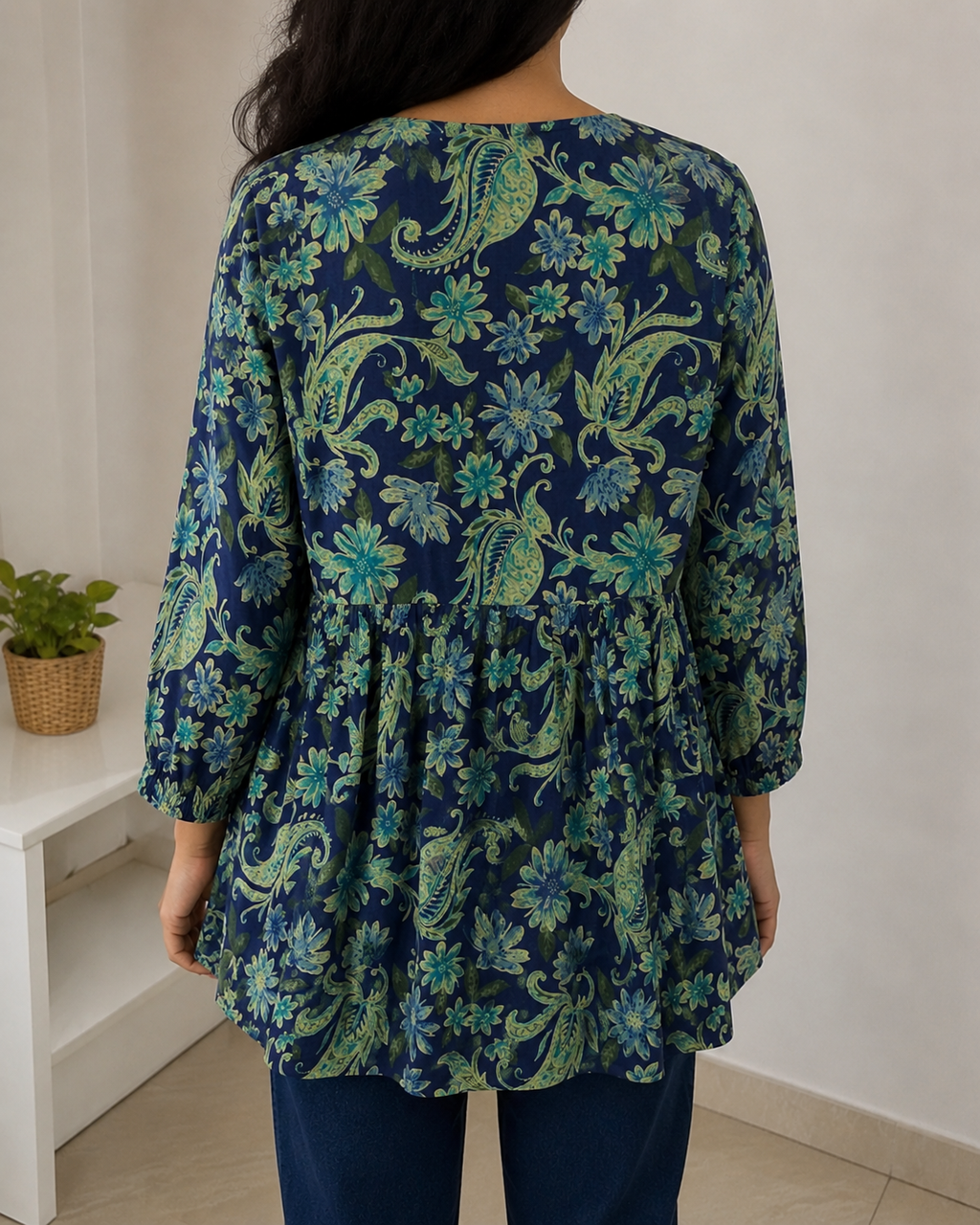 Indigo Paisley Peplum