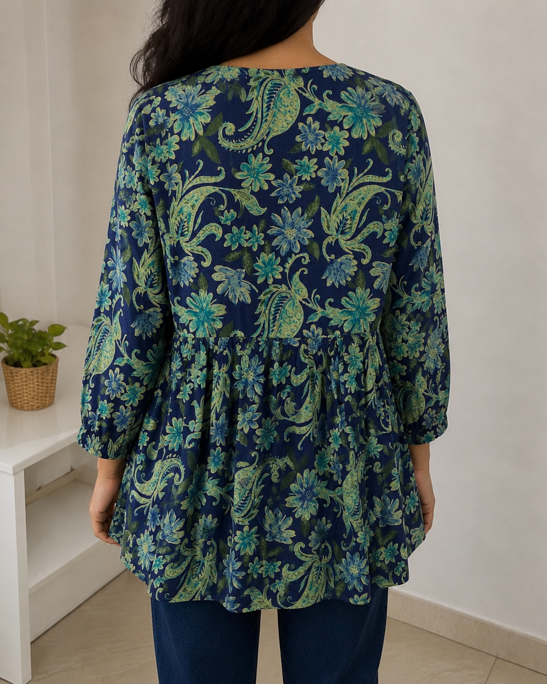 Indigo Paisley Peplum