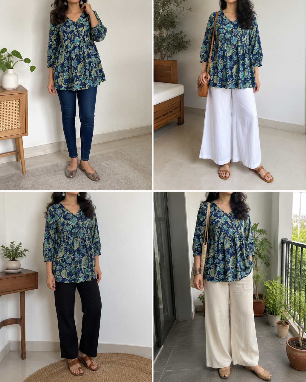 Indigo Paisley Peplum