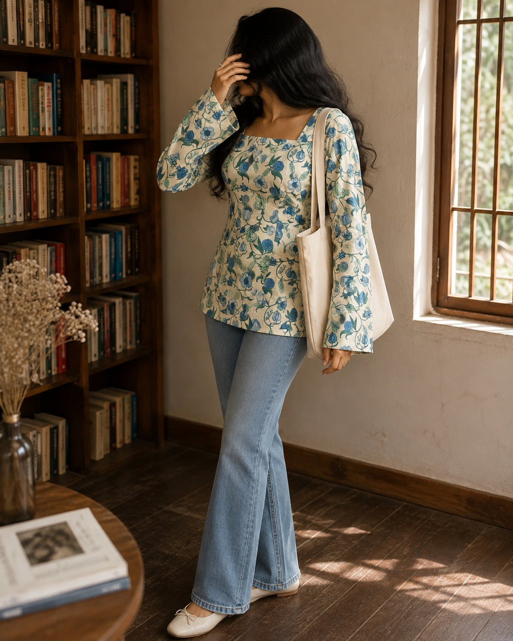 White Floral Print Tunic